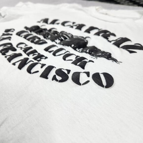 Vintage Alcatraz Shirt Adult Large Hard Luck Cafe San Francisco Puffy Paint - Picture 3 of 10